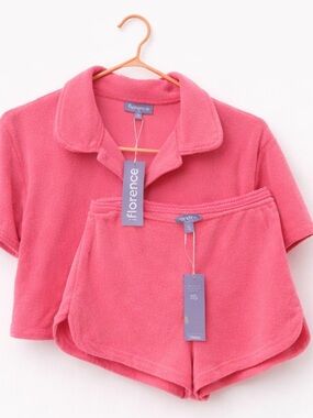 Florence by Mills Pink Terry Lounge Set Size M NWT Shorts & Top